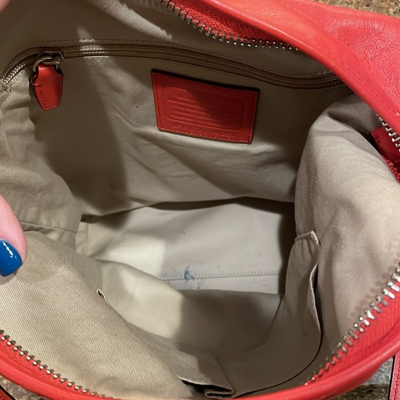 Coach Legacy Leather Large Duffle Hobo Slouch Purse Vermillion Orange - Picture 9 of 14